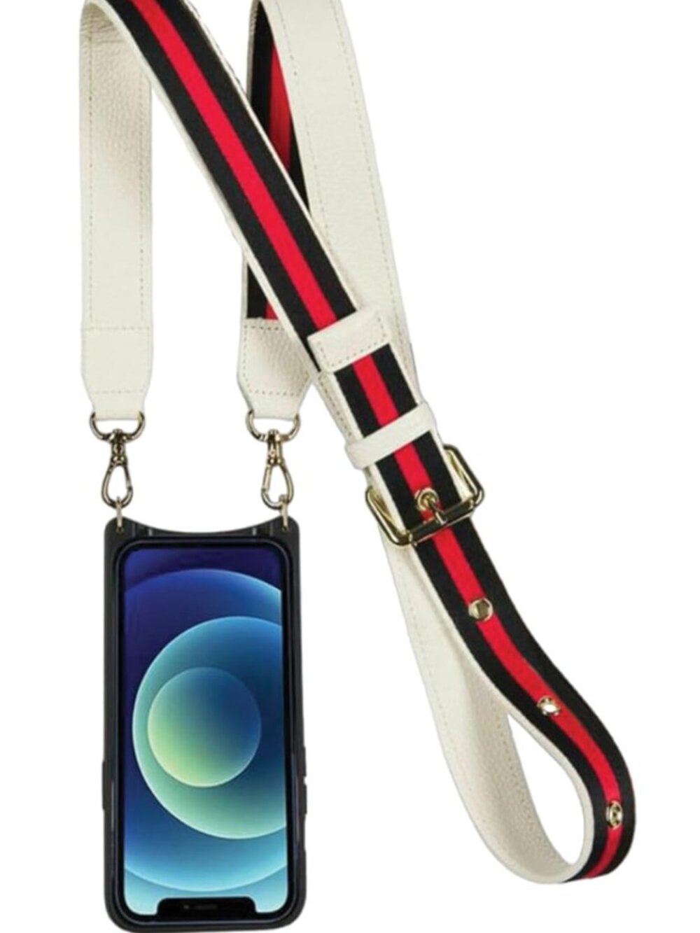 Bandolier White Strap with Navy and Orange Accent and Gold Hardware - Picture 4 of 7